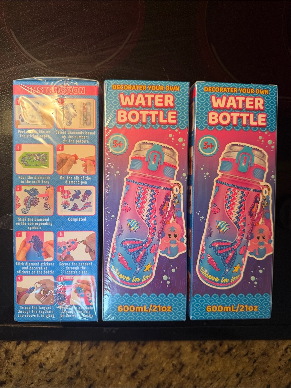 Amazon Decorate-Your-Own Water Bottle Kit - Pink & Blue